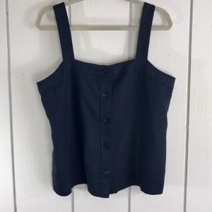 The Linen Button-Front Crop Tank Everlane